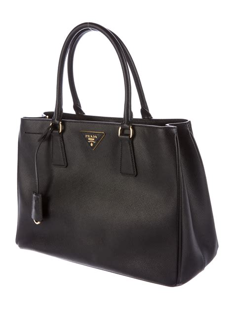 prada saffiano lux medium galleria double zip tote|prada large tote bag black.